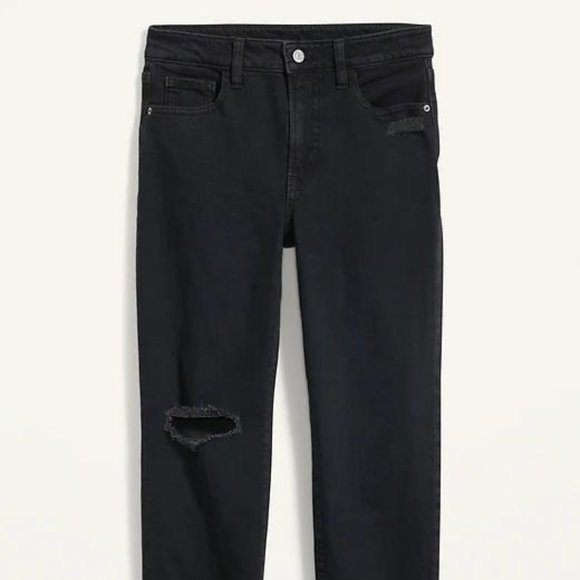 Old Navy High-Waisted O.G. Straight Ripped Black Ankle Jeans for Women NWT - Picture 5 of 6